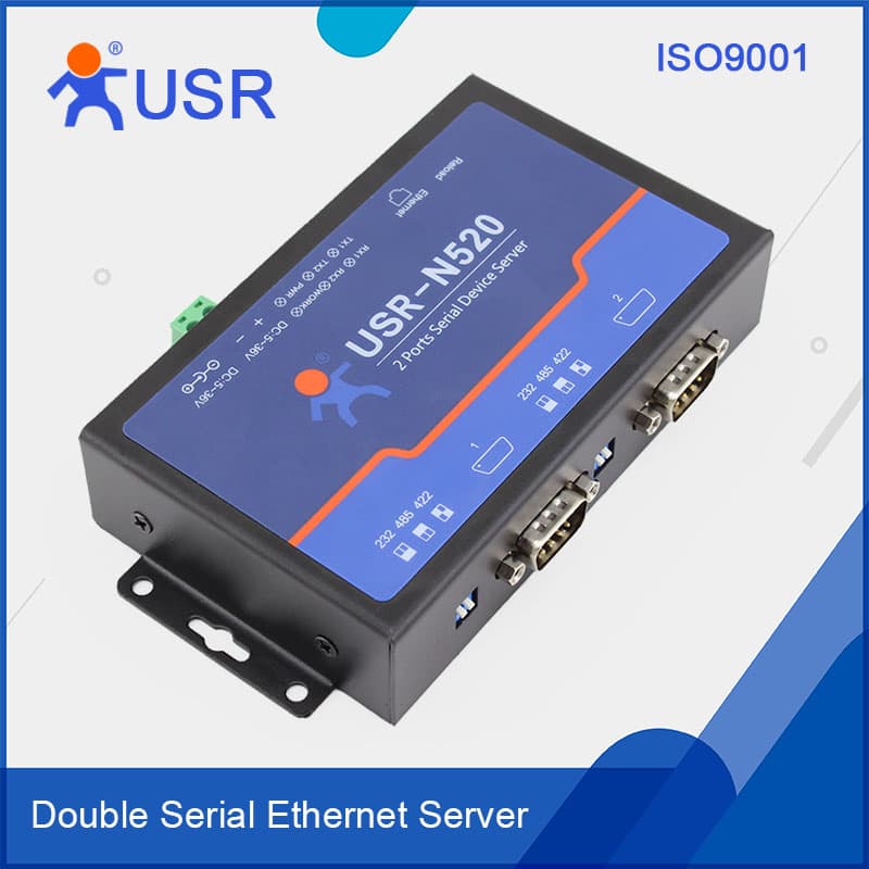 Double Serial Device RS232_RS485_RS422 to Ethernet Server
